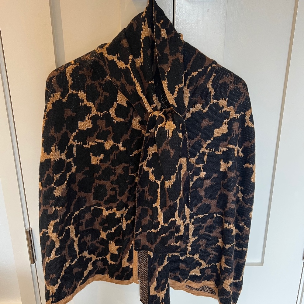 Betsey Johnson leopard metallic cape